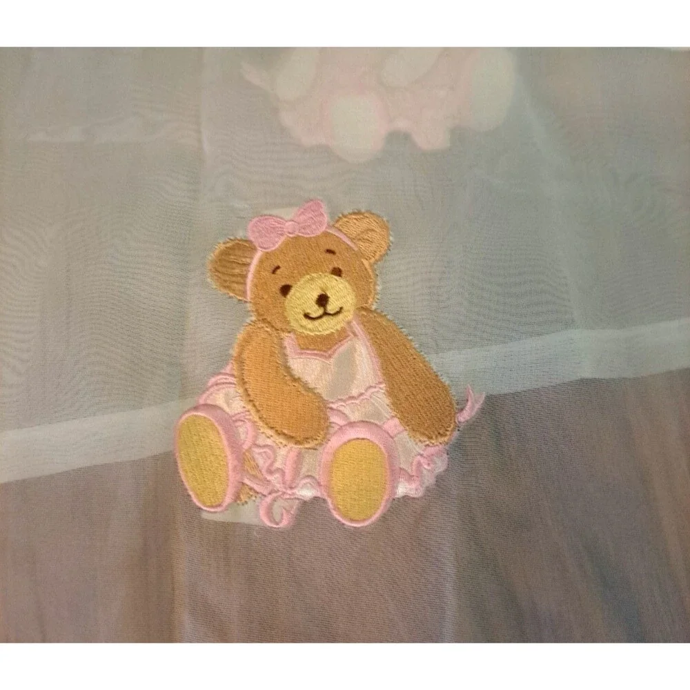 Girl Teddy Bear Valance Sheer White Kids Bedroom Princess 90x14